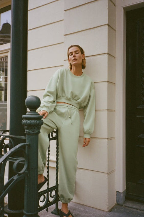 ZARA BASIC FLEECE JOGGERS - SEA GREEN